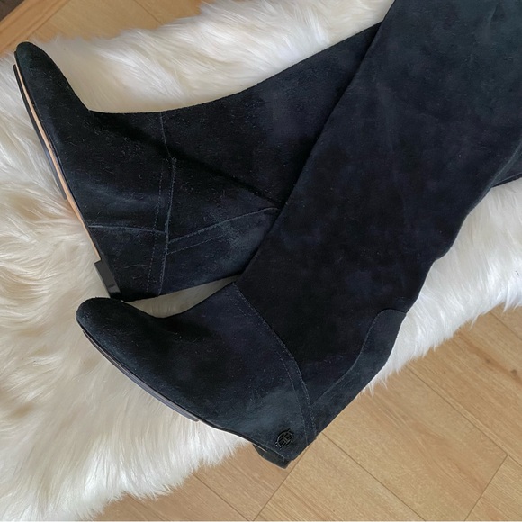 House of Harlow Black Suede Wedge Knee High Boots - Picture 12 of 13